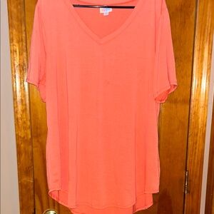 LuLaRoe Vibrant Coral V-Neck Tee